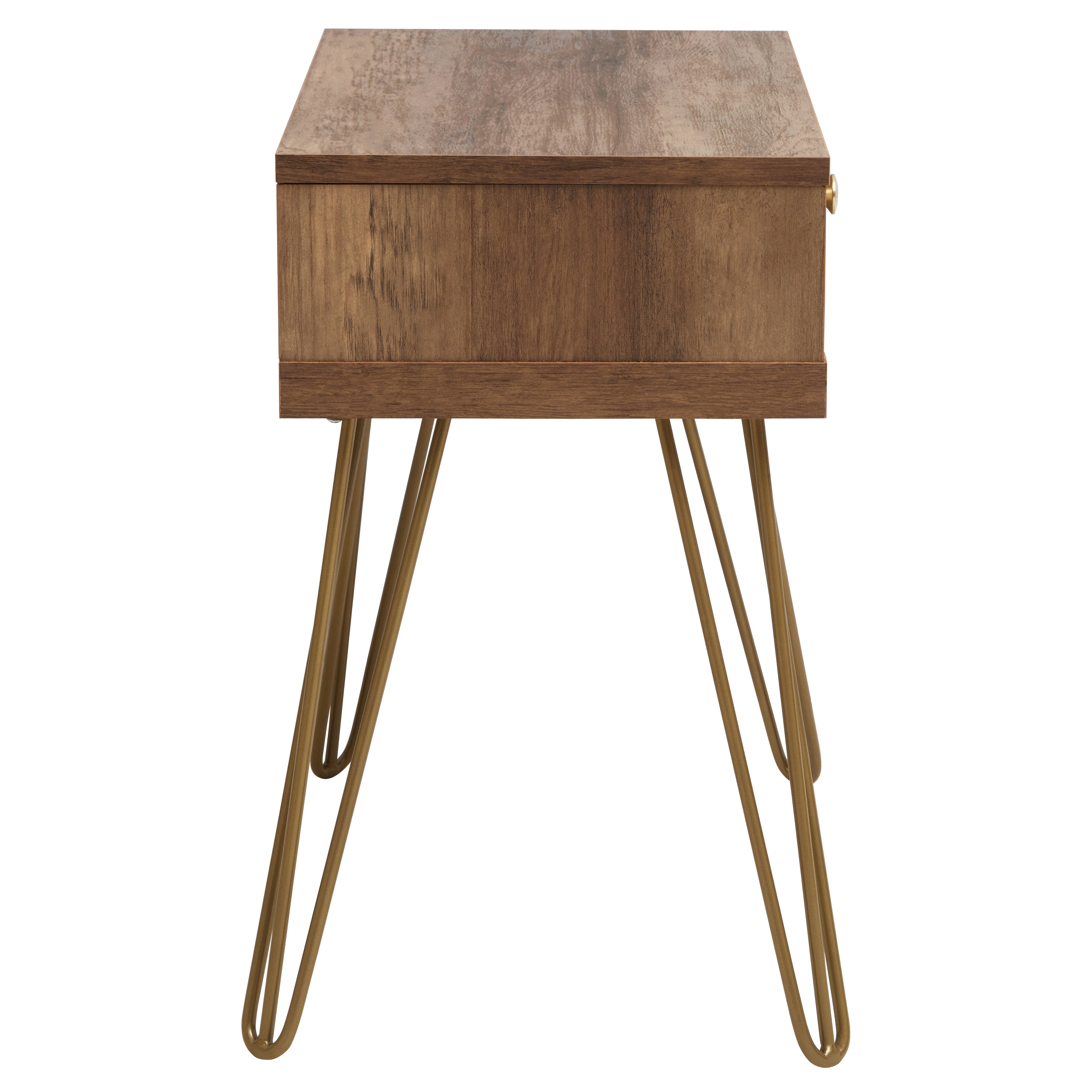 Ophelia Brown Wood & Gold Side Table
